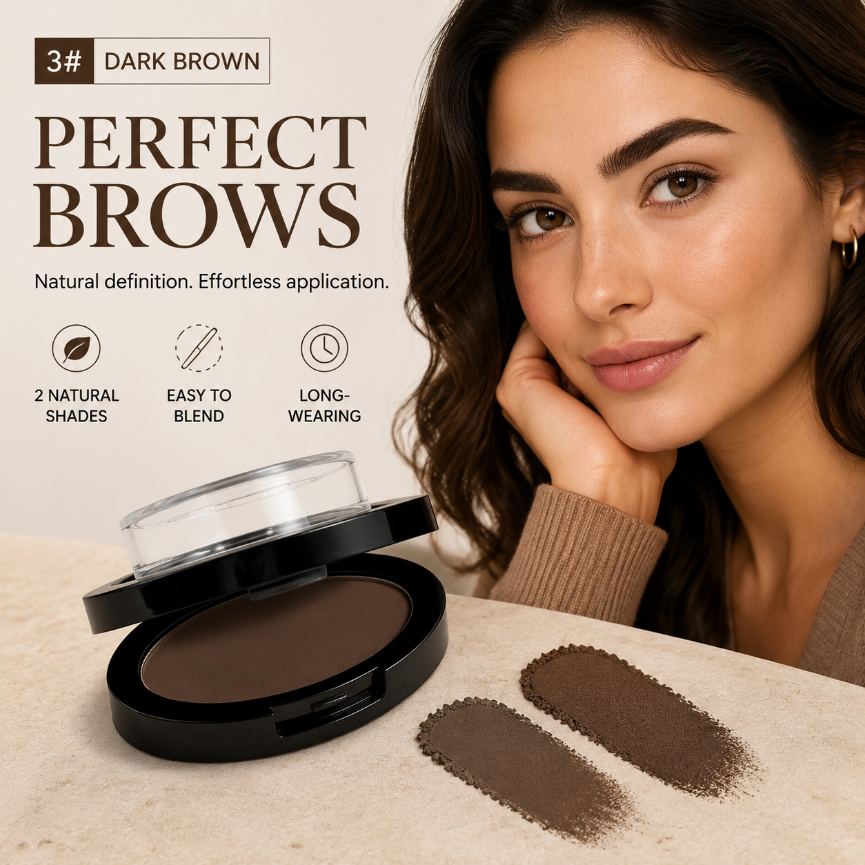 Perfect Brows Eyebrow Powder – Natural-Looking, Buildable Brow Color for Soft Definition | 3 Shades
